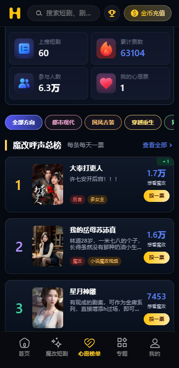 心愿榜单产品截图
